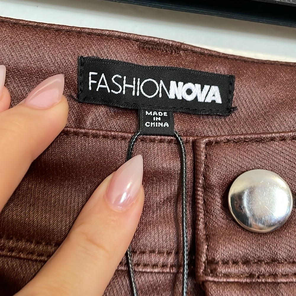 Fashion Nova | Brown Sammie High Rise Faux Leather Pants - Picture 5 of 7